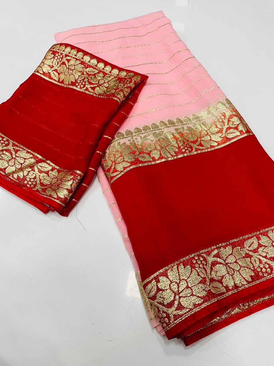 Viscose Georgette Saree With Viscose Georgette Contrast Blouse