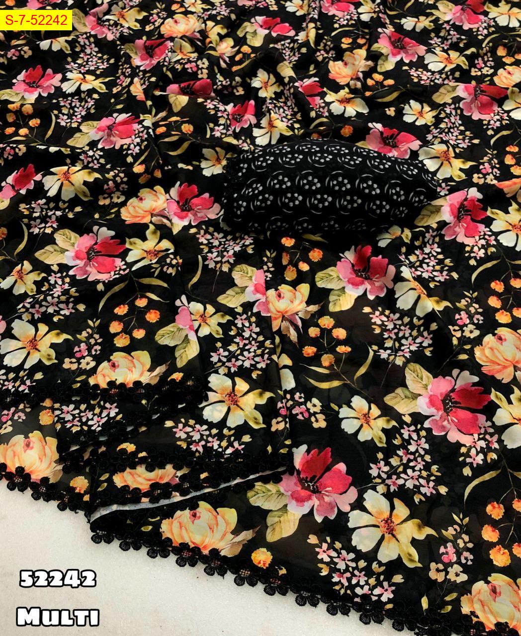 Soft & smooth weightless chiffon floral digital print sarees