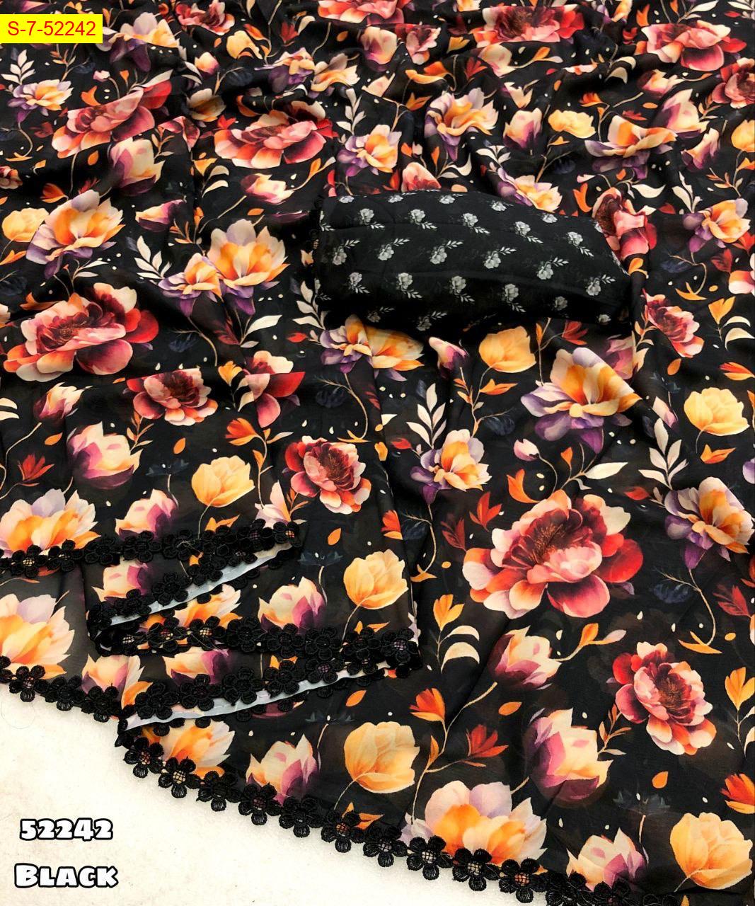 Soft & smooth weightless chiffon floral digital print sarees