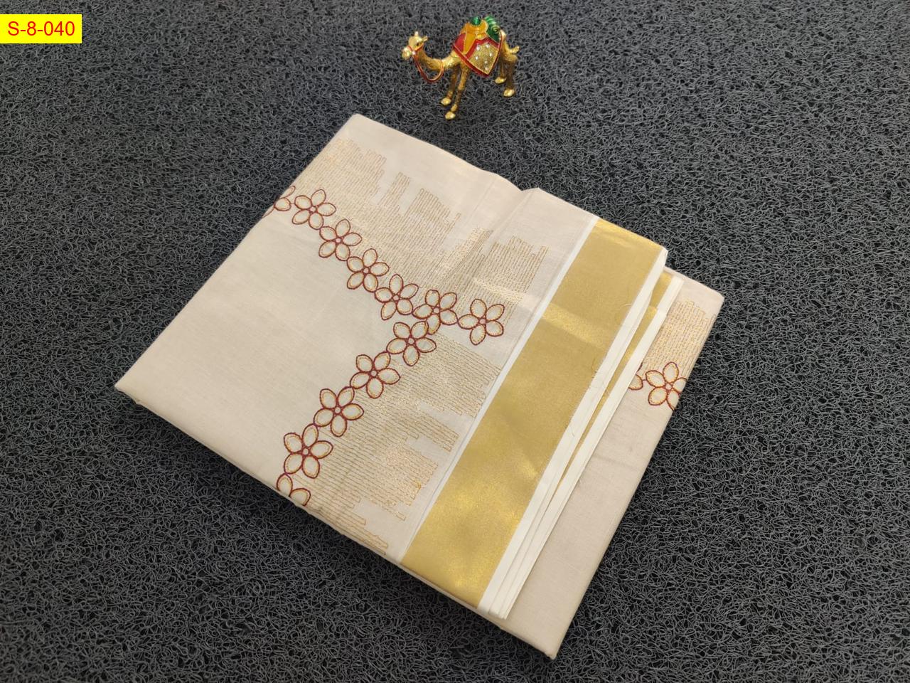 Luxury Flower shed golden tissue embroidered saree