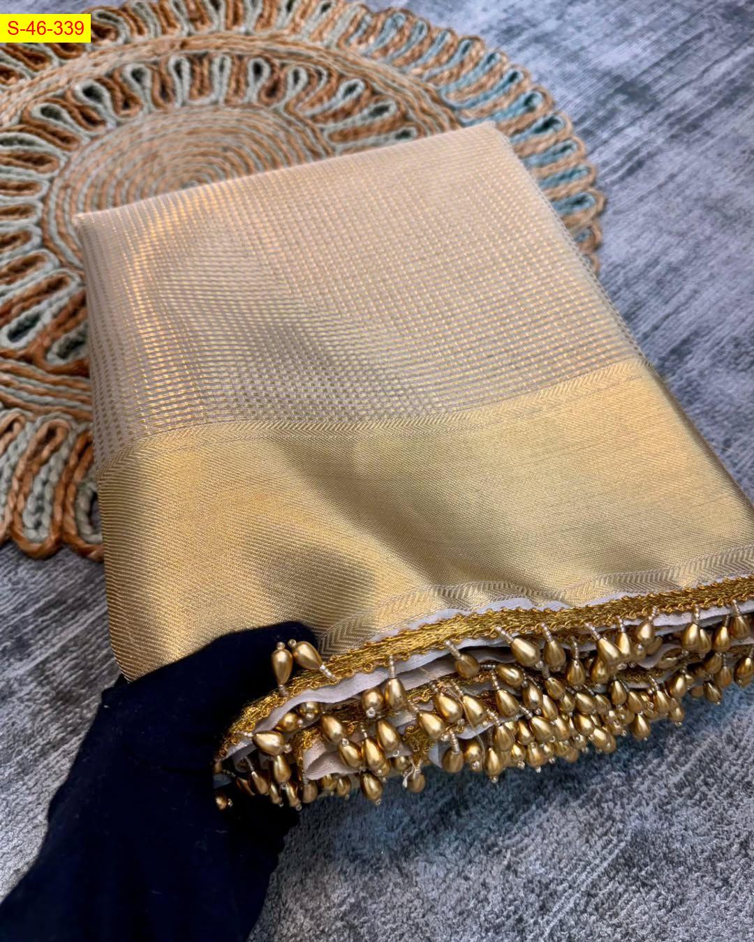 Beautiful banarasi handloom golden tissue silk saree - Nayanthara Inspired Saree