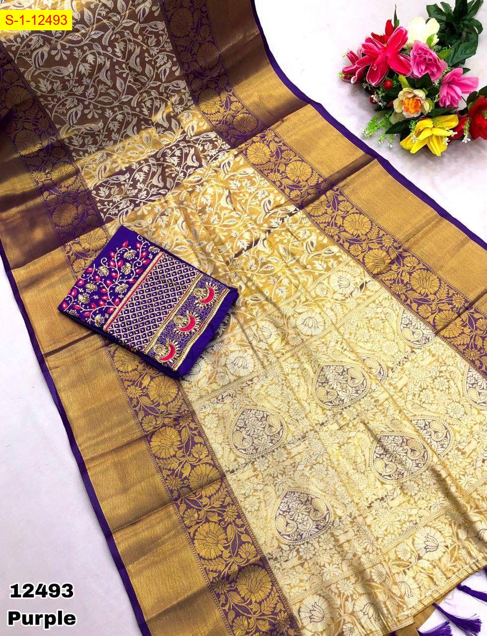 Silk sarees with contrast weaving border